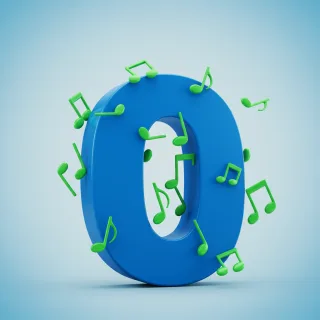 Green music notes — letter O