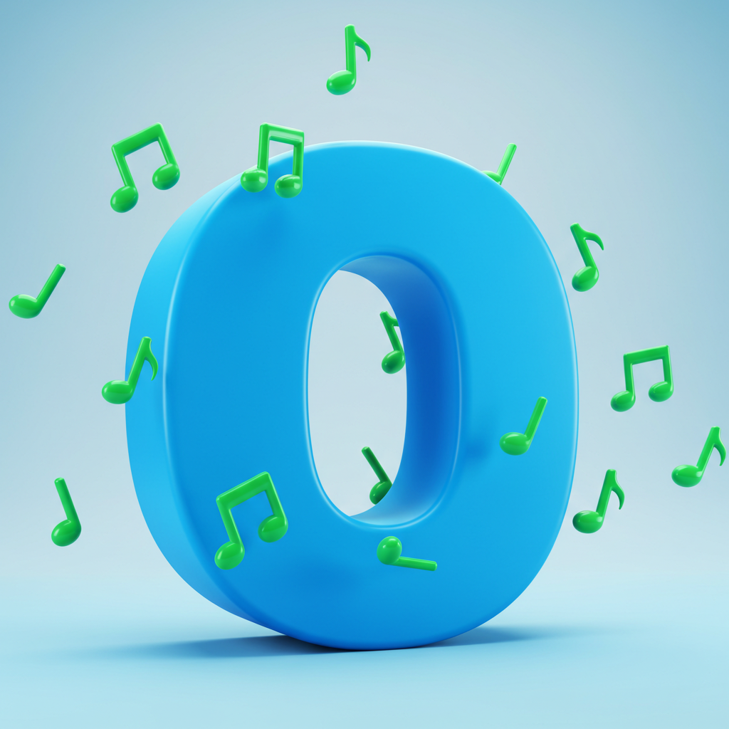 Green music notes — letter O (variant 2)