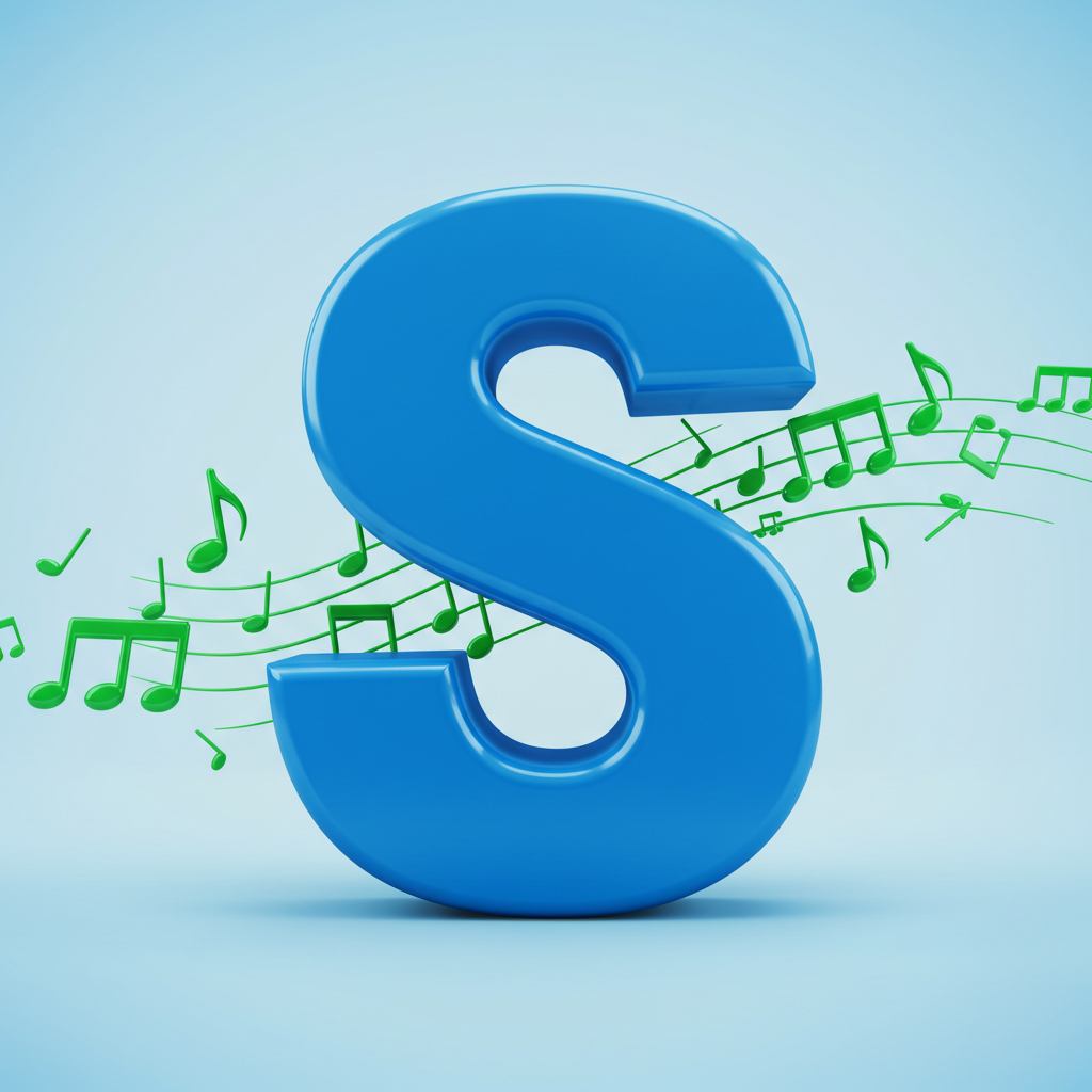 Green music notes — letter S