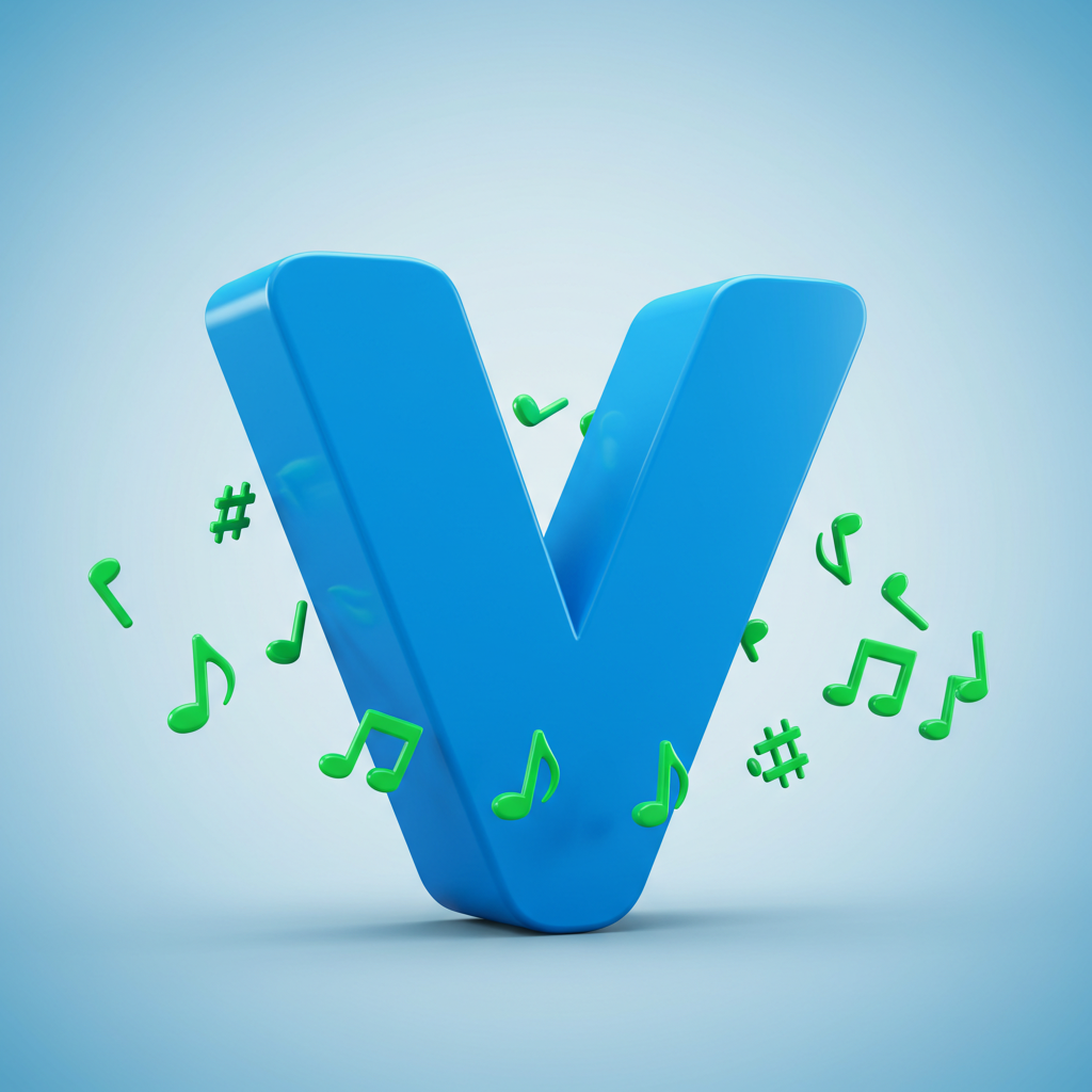 Green music notes — letter V