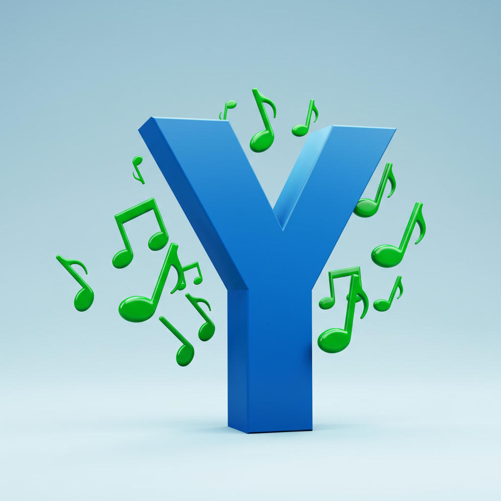Green music notes — letter Y