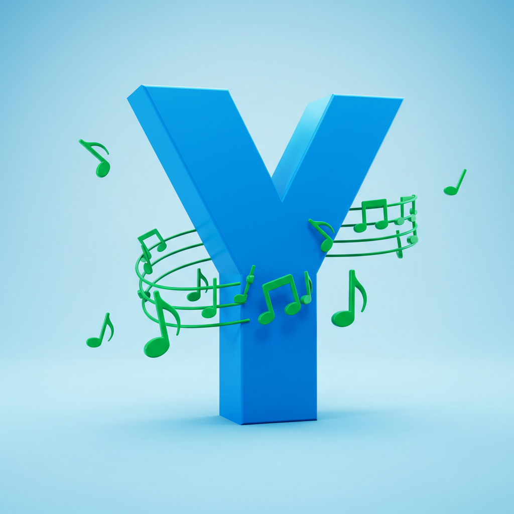 Green music notes — letter Y (variant 2)