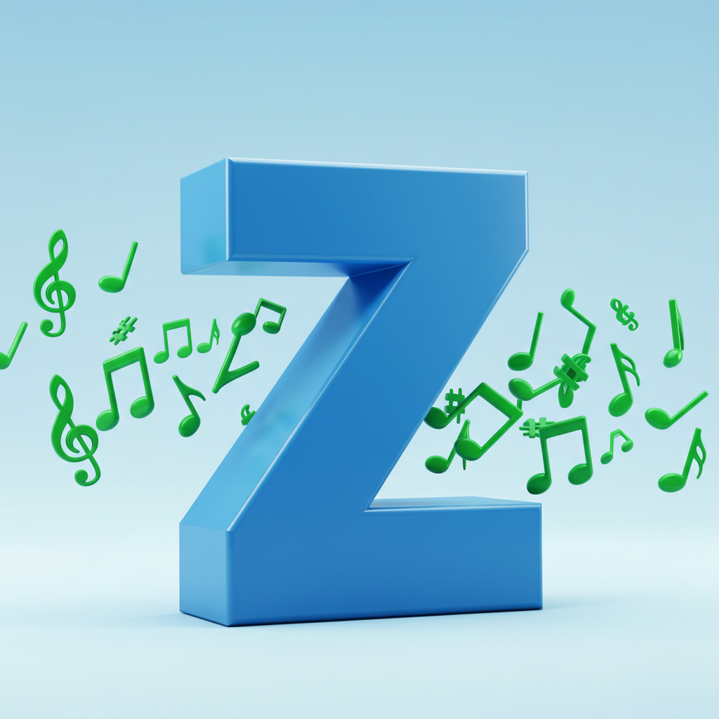 Green music notes — letter Z