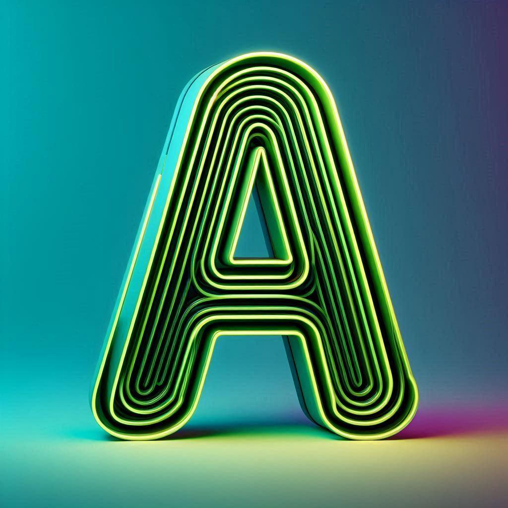 Green neon — letter A