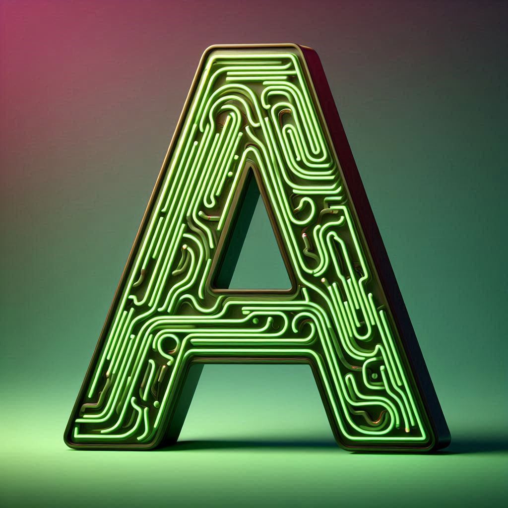Green neon — letter A (variant 2)