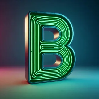 Green neon — letter B