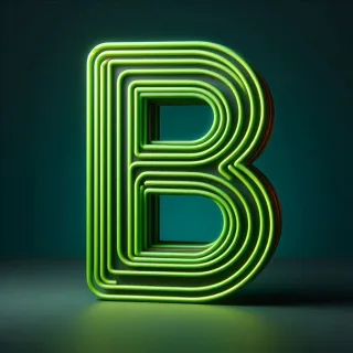 Green neon — letter B (variant 2)