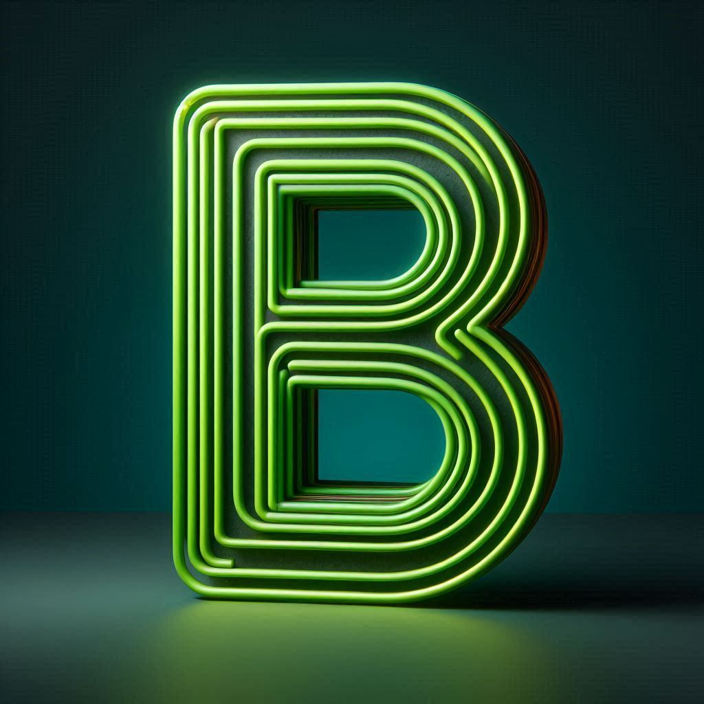 Green neon — letter B (variant 2)