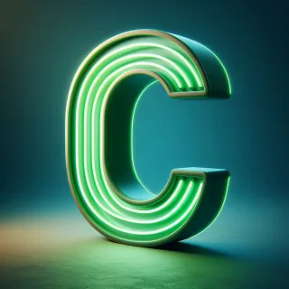 Green neon — letter C