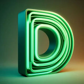 Green neon — letter D