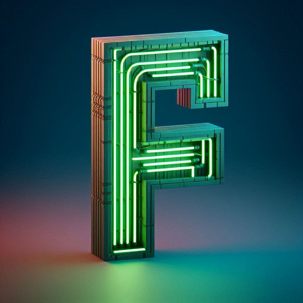 Green neon — letter F