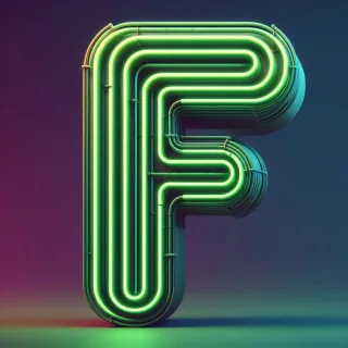 Green neon — letter F (variant 2)