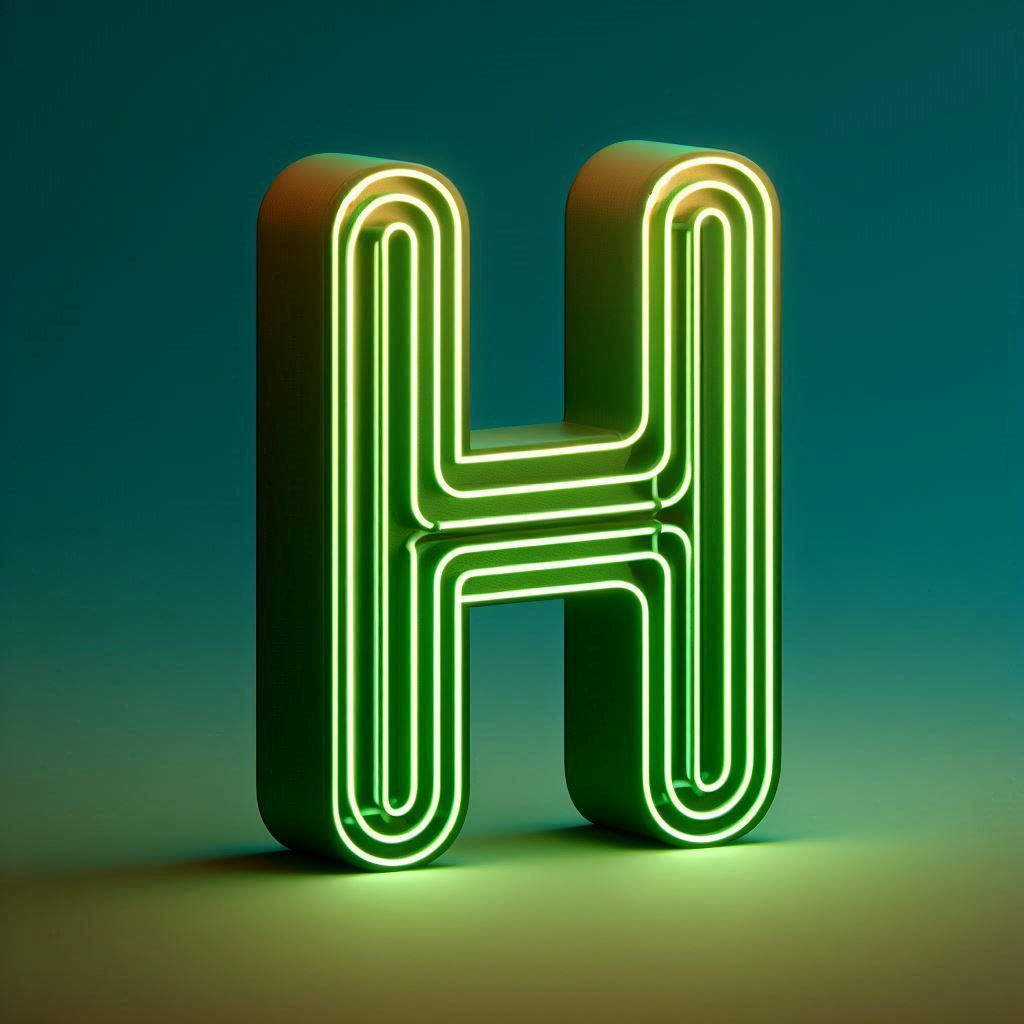 Green neon — letter H