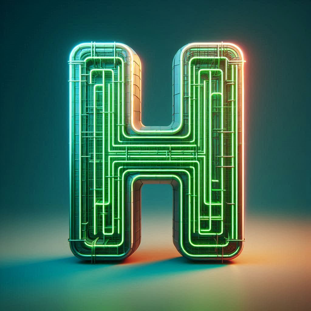 Green neon — letter H (variant 2)