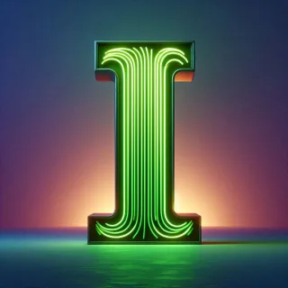Green neon — letter I (variant 2)