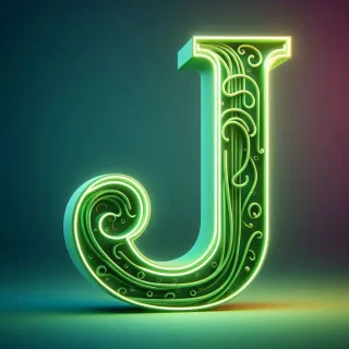 Green neon — letter J