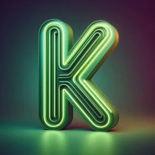 Green neon — letter K