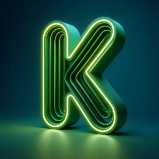 Green neon — letter K (variant 2)