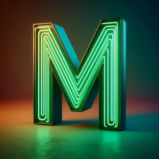 Green neon — letter M