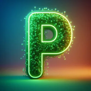 Green neon — letter P (variant 2)