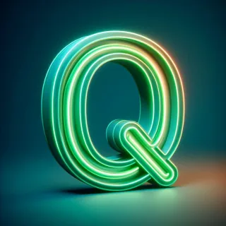 Green neon — letter Q