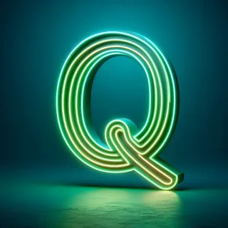 Green neon — letter Q (variant 2)