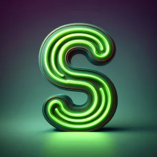 Green neon — letter S