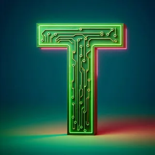 Green neon — letter T