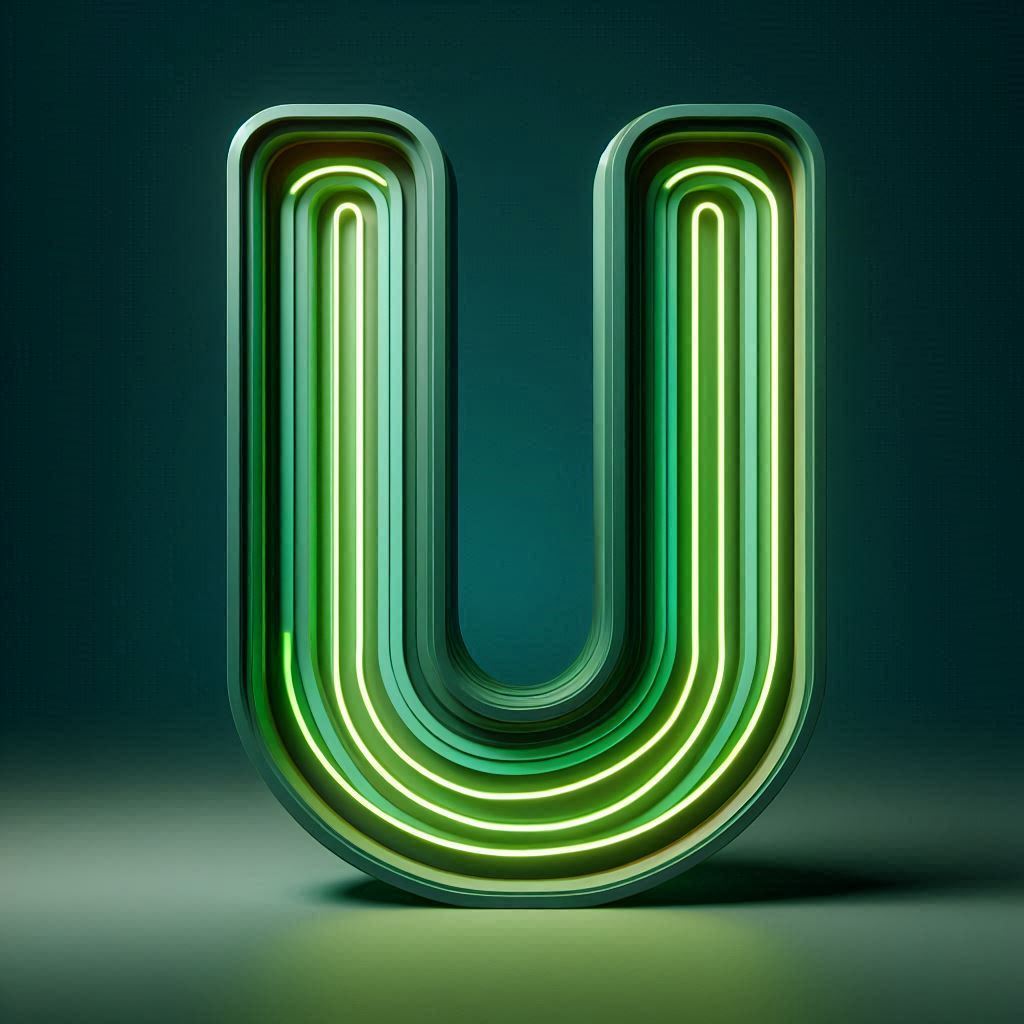 Green neon — letter U