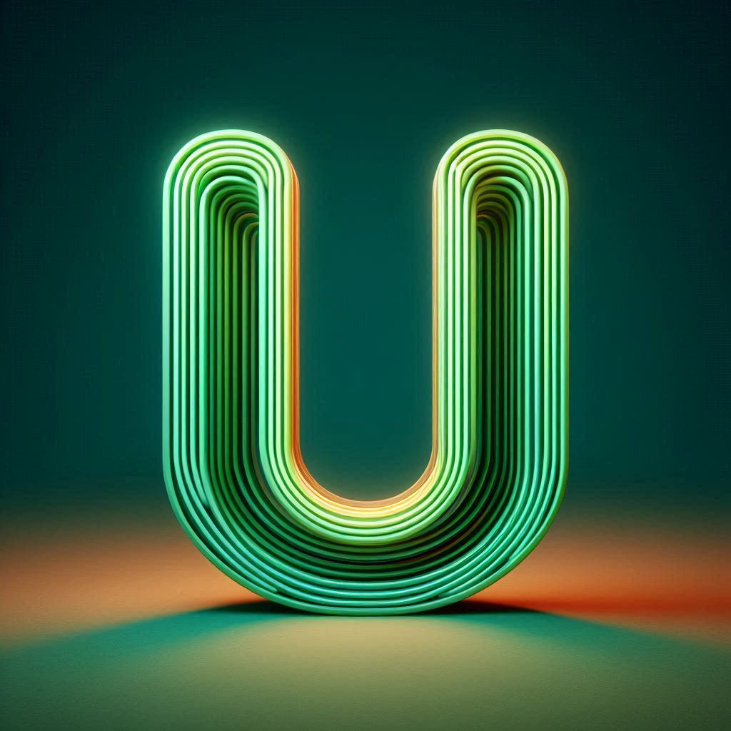 Green neon — letter U (variant 2)