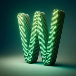 Green neon — letter W