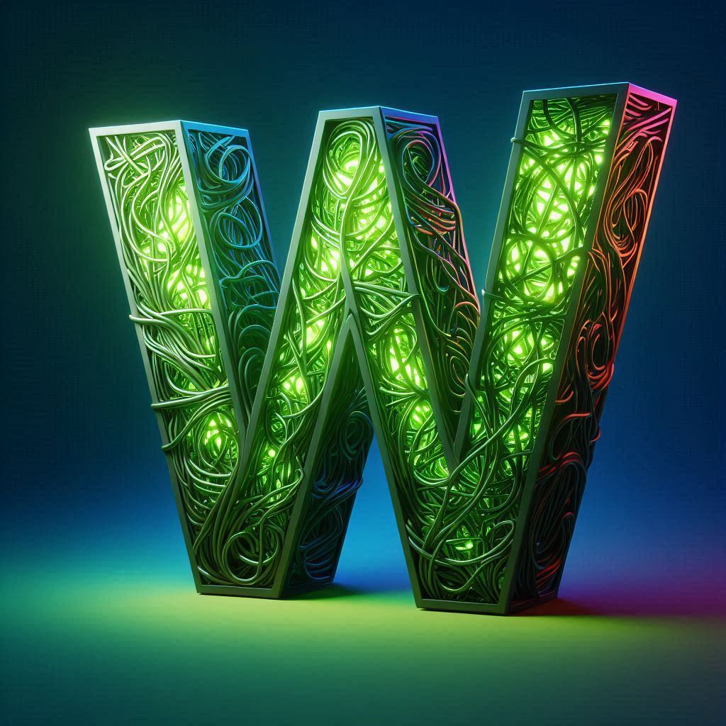 Green neon — letter W (variant 2)