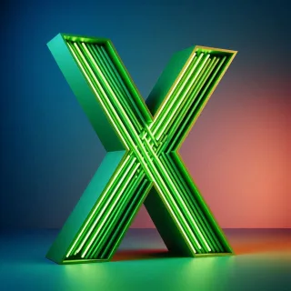 Green neon — letter X