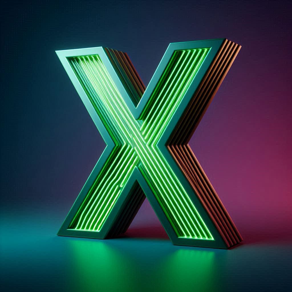 Green neon — letter X (variant 2)