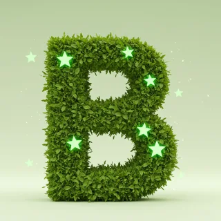 Green stars — letter B (variant 2)