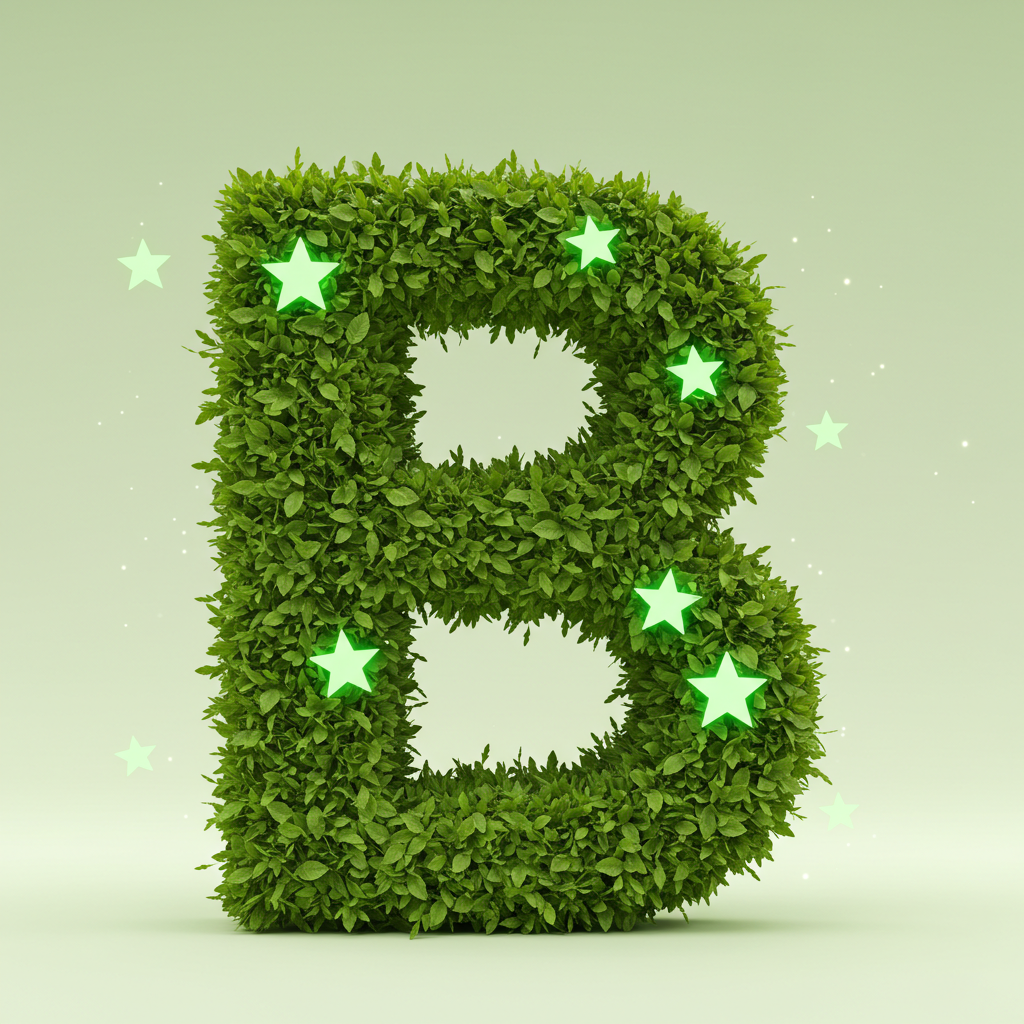 Green stars — letter B (variant 2)