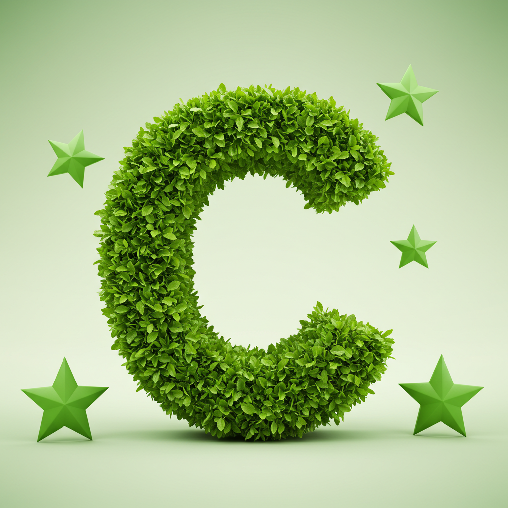 Green stars — letter C (variant 2)
