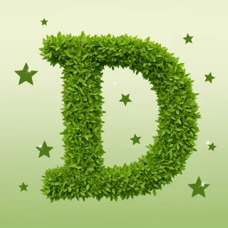 Green stars — letter D (variant 2)
