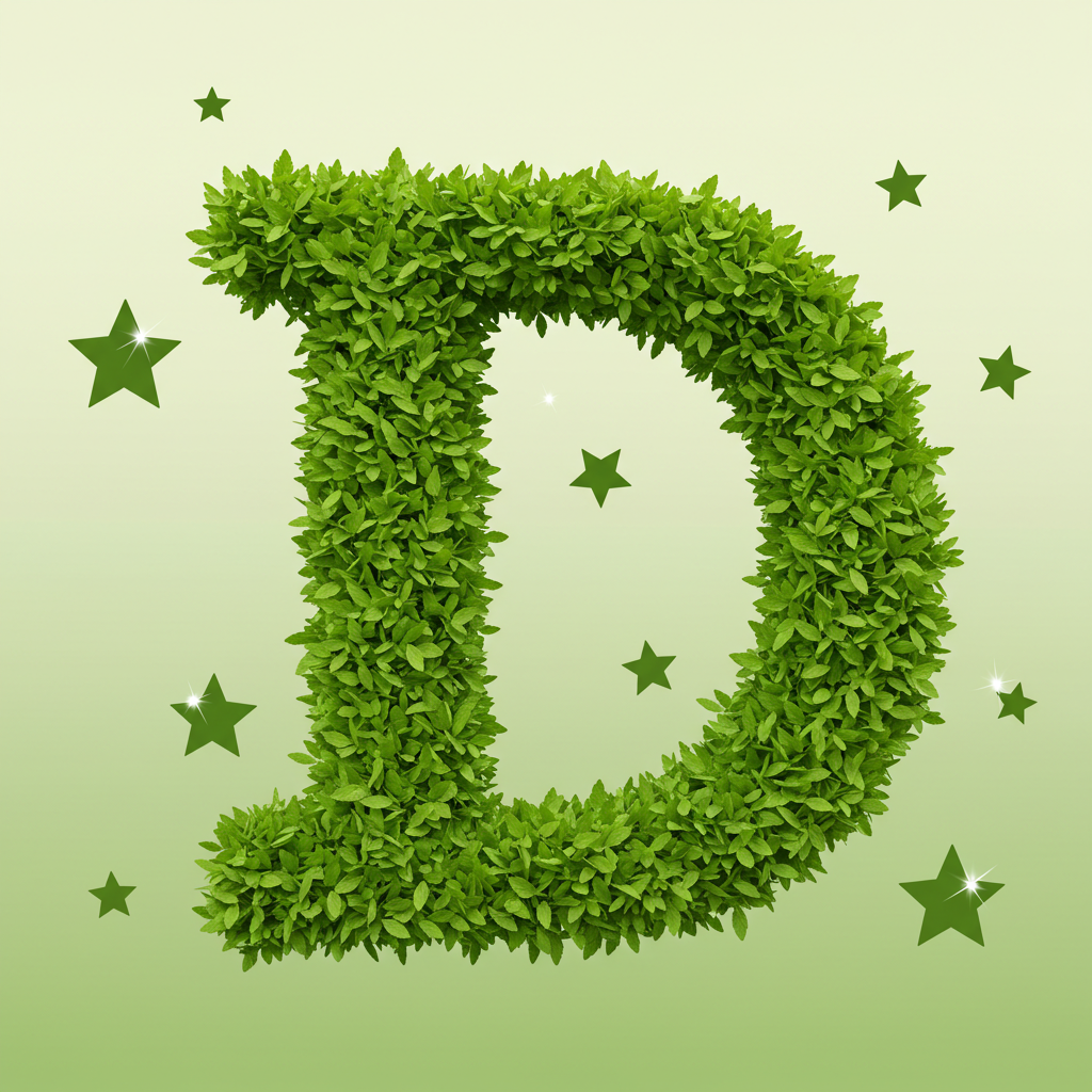 Green stars — letter D (variant 2)
