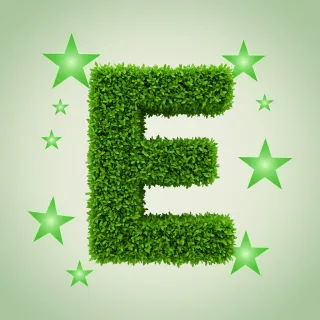 Green stars — letter E
