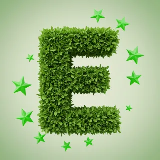 Green stars — letter E (variant 2)