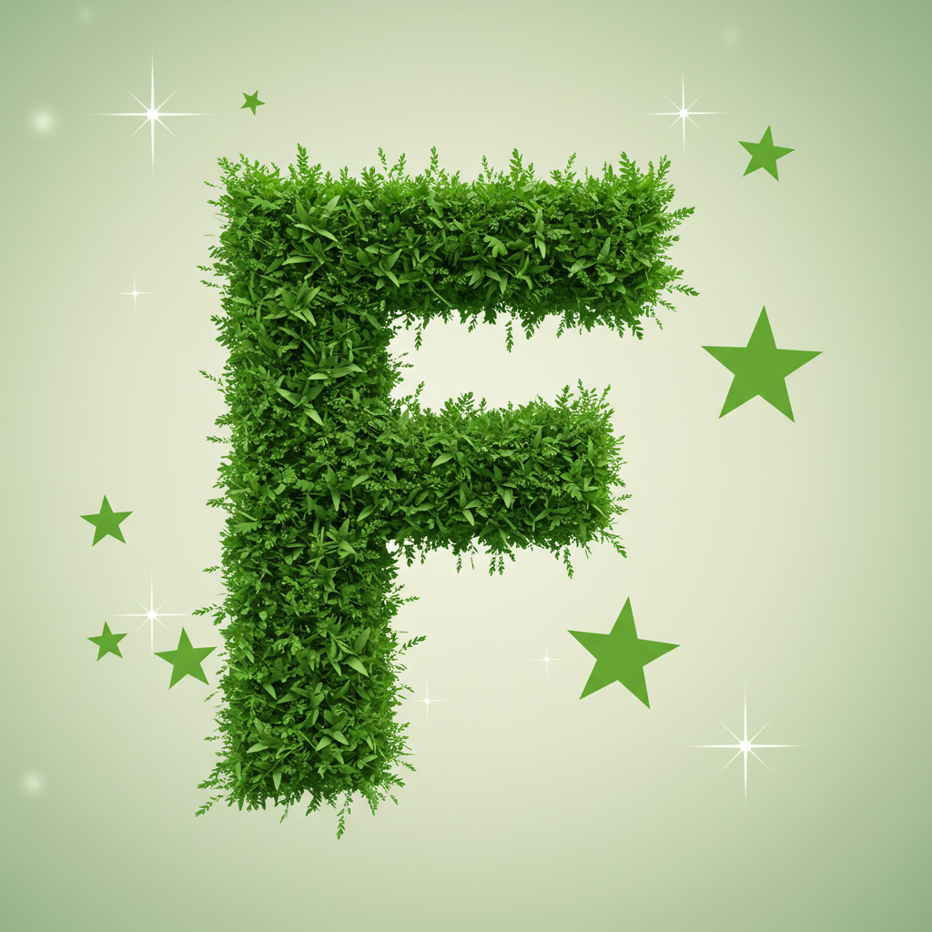 Green stars — letter F