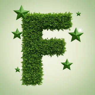 Green stars — letter F (variant 2)