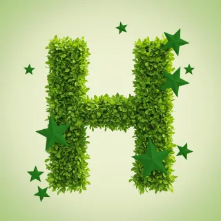 Green stars — letter H
