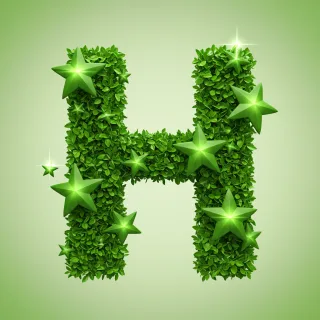Green stars — letter H (variant 2)
