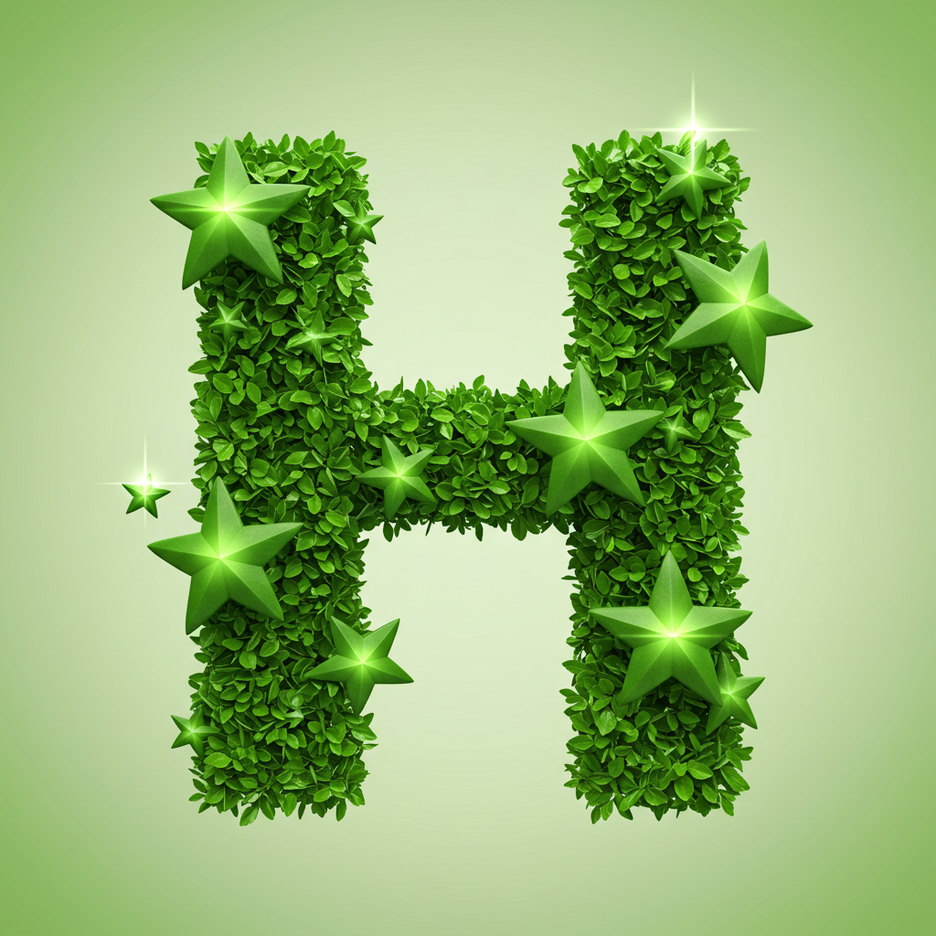 Green stars — letter H (variant 2)