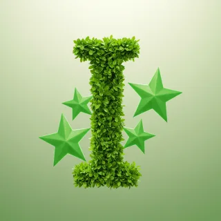 Green stars — letter I (variant 2)