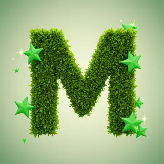 Green stars — letter M (variant 2)