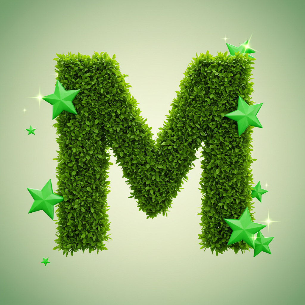 Green stars — letter M (variant 2)