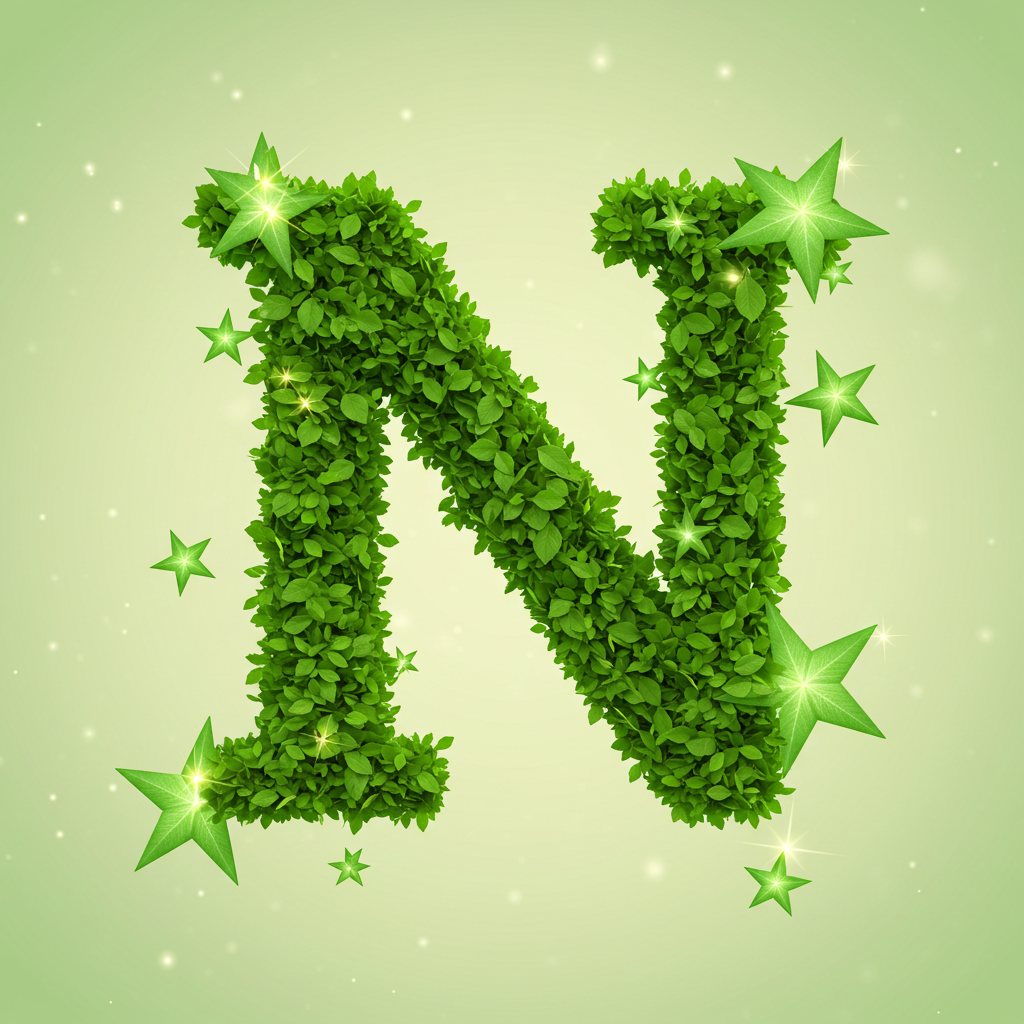 Green stars — letter N (variant 2)